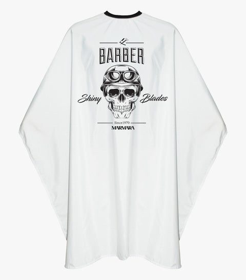 Marmara Barber Cape with Skull - White