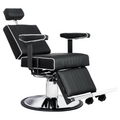Karma Nerang Barber Chair Black & Chrome with White Piping 04150102WP - image 2