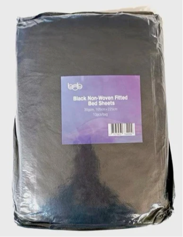 BOB Non-Woven Fitted Bed Sheets 10pk (Black)