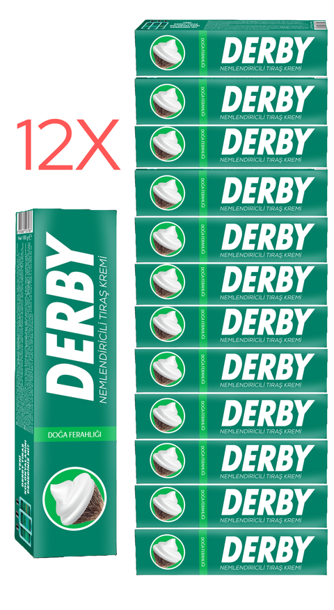Derby Shaving Cream 12 Pack Bundle - Professional Turkish Shaving Cream Tube 100g - Natural Scent - image 2
