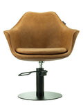 Karma Cronulla Salon Chair 02050501 - Tan with Black Round Base & Black Pump
