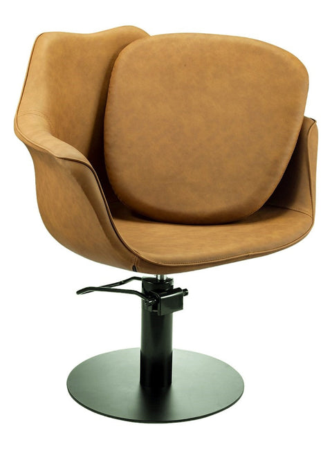 Karma Cronulla Salon Chair 02050501 - Tan with Black Round Base & Black Pump - image 3