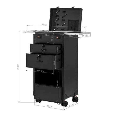 Karma Professional Portable Hard Case Salon Trolley Lockabe with Drawers KHRC01 - Black - image 2