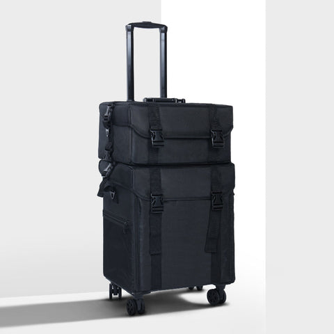 Karma Two Piece Black Nylon Salon Trolley Case with Draws & Shoulder Strap KRC01 - image 2