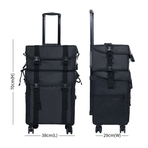 Karma Two Piece Black Nylon Salon Trolley Case with Draws & Shoulder Strap KRC01 - image 5