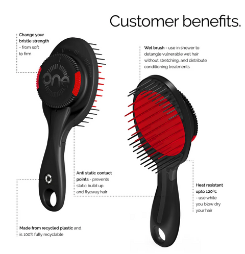 ONE PRO Hair Brush Adjustable Bristle Strength Grey - Pink Metallic Edition - image 4