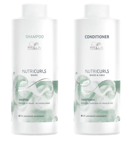 Wella Nutricurls Waves Shampoo and Detangling Conditioner 1000ml