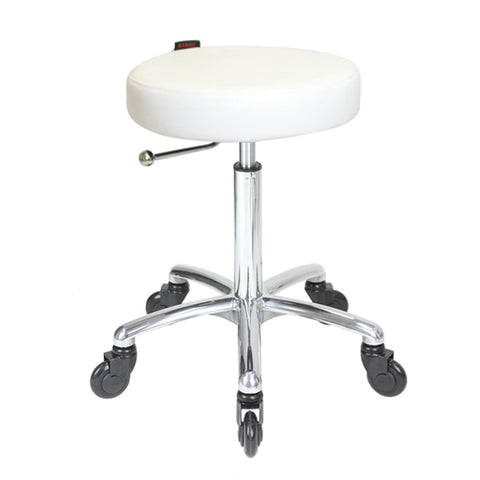 Turbo White Salon Stool - Chrome Base - Click'n Clean Castor Wheels