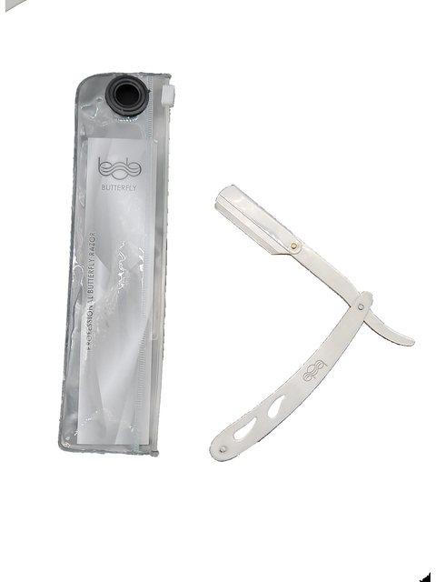 BOB Butterfly Metal Handle Cut Throat Shaving Razor - Chrome - image 2