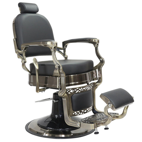 Havana Barber Chair - Antique Frame - Black Upholstery