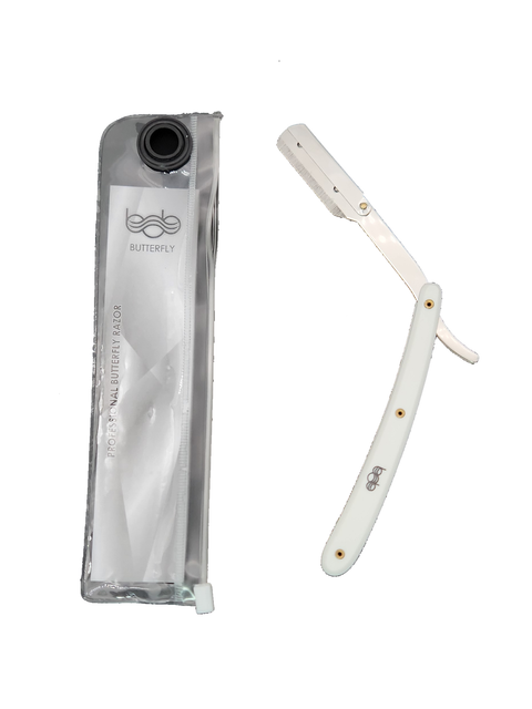 BOB Butterfly Plastic Handle Cut Throat Shaving Razor - White - image 2