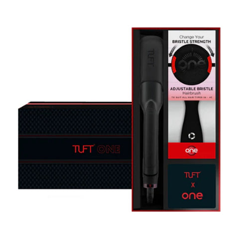 TUFT Diamond Plus 2inch Hair Straightener 200W Black & Red with One Brush Gift Set