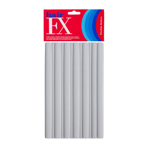 Hair FX Long Flexible 18mm Hair Rollers - Grey 12pk