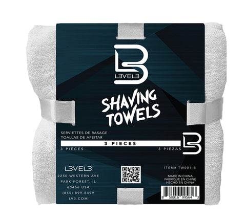 L3VEL 3 White Facial Shaving Towels 3pc